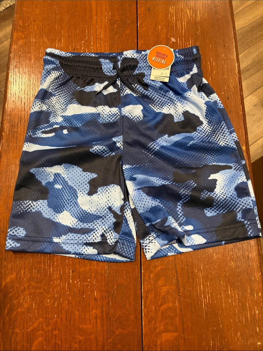 The Children's Place Blue Black White Camo Athletic Shorts